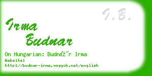 irma budnar business card
